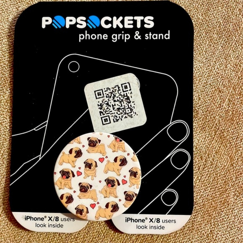 NWT- Pug Puppy Pop Sockets (fits any brand cellphone)